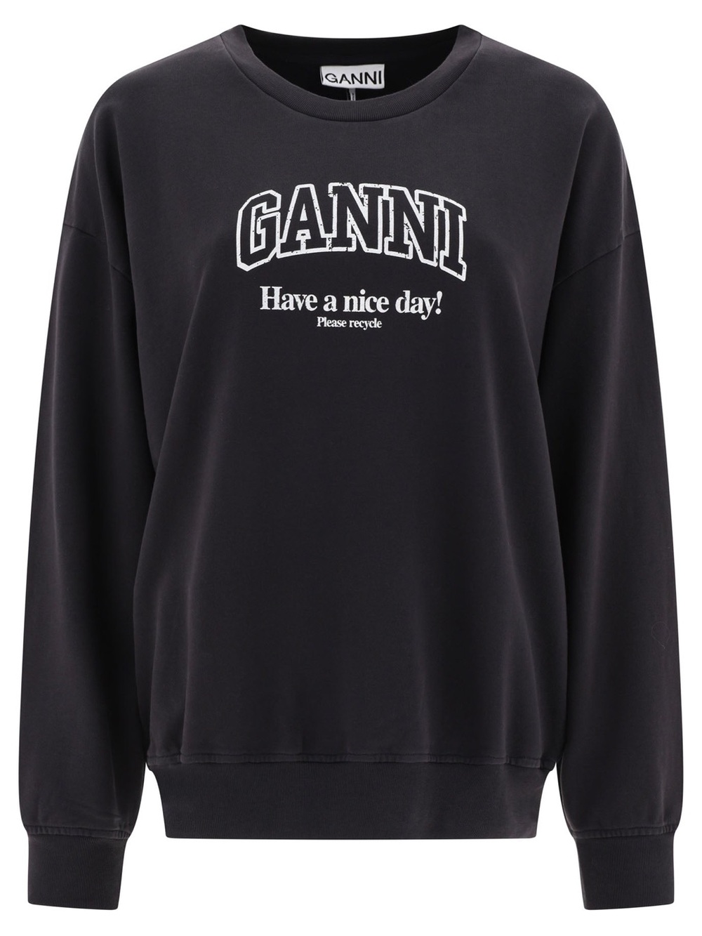 Ganni Black Crewneck Sweatshirt